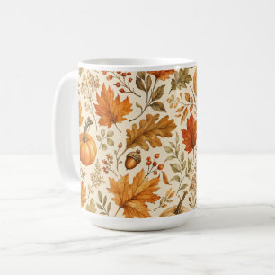 Autumn Harvest Leaves and Pumpkins Cozy Fall Coffee Mug