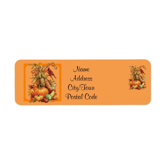 Autumn Harvest Orange Return Address Labels (Front)