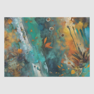 Autumn harvest paint Teal Rust Gold Abstract Tissue Paper