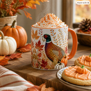 Autumn Harvest Pheasant and Pumpkins Wildlife  Mug