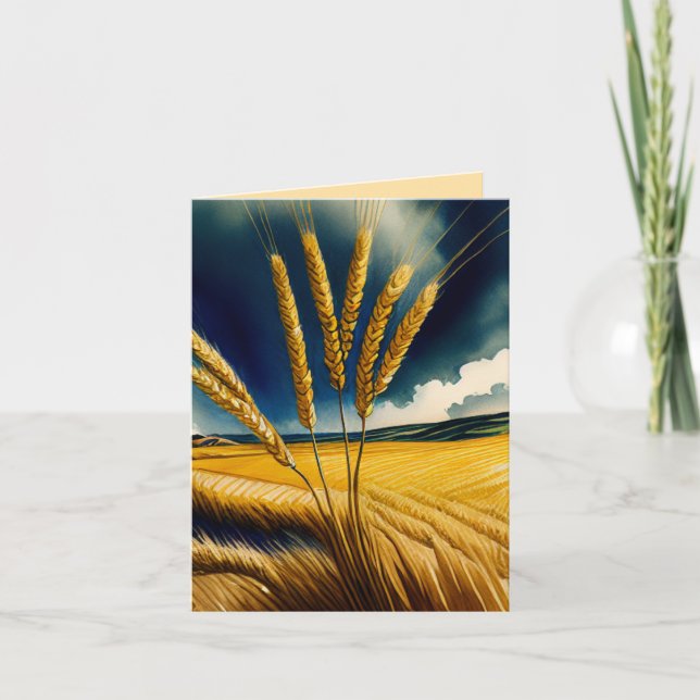 Autumn Harvest Prairie Gold Folded Greeting Card (Front)