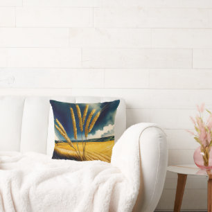 Autumn Harvest Prairie Gold Throw Pillow