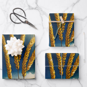 Autumn Harvest Prairie Gold  Wrapping Paper Sheet