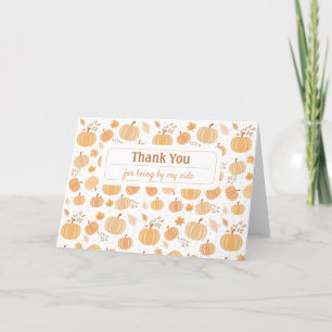 Autumn Harvest Pumpkin and Leaf Pastel Pattern Thank You Card