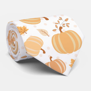 Autumn Harvest Pumpkin and Leaf Pastel Pattern Tie