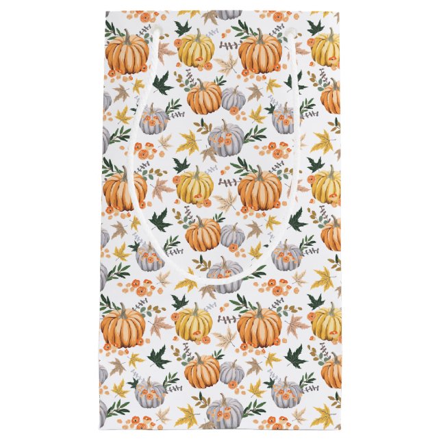 Autumn Harvest Pumpkin Pattern Fall Party Small Gift Bag (Front)