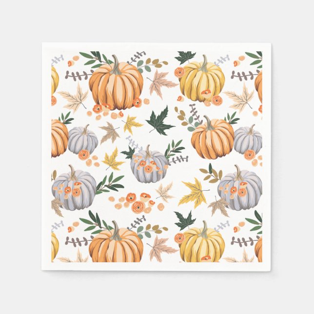 Autumn Harvest Pumpkin Pattern Thanksgiving Napkin (Front)