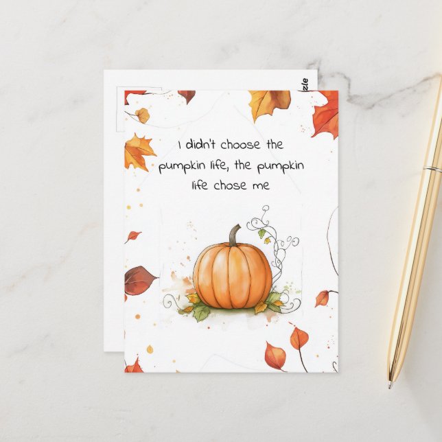 Autumn Harvest Pumpkin Postcard (Front/Back In Situ)