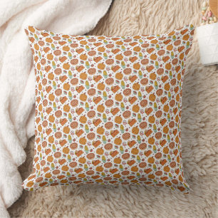 Autumn Harvest & Pumpkin Seamless Pattern Throw Pillow