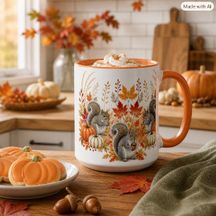 Autumn Harvest Pumpkins Acorns Wildlife Squirrels  Mug