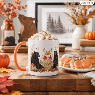 Autumn Harvest Pumpkins and Black Bears Nature  Mug