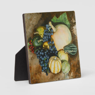 Autumn Harvest Still Life with Pumpkins, Gourds Plaque
