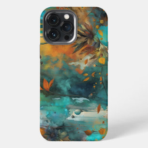 Autumn Harvest Teal Rust Gold Abstract iPhone 13 Pro Max Case