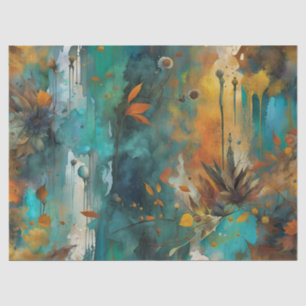 Autumn Harvest Teal Rust Gold Abstract Tissue Paper