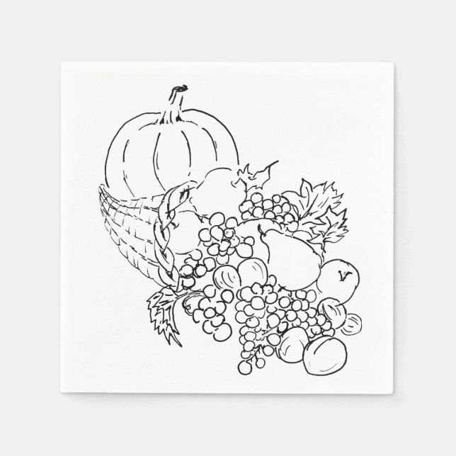 Autumn Harvest Thanksgiving Illustration Napkin (Front)