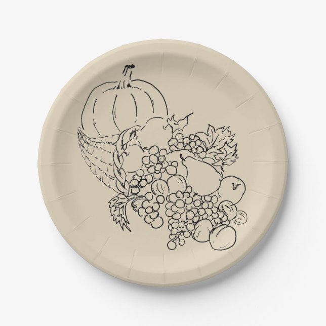 Autumn Harvest Thanksgiving Paper Plate (Front)