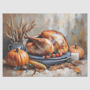 Autumn Harvest Turkey Feast Decoupage Tissue Paper