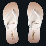 Autumn Harvest Wedding Bride Flip Flops<br><div class="desc">The autumn harvest is the theme of these elegant Bride flip flops which feature grain on a bronze background.  All text can be customized for your special occasion.</div>