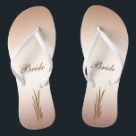 Autumn Harvest Wedding Bride Flip Flops<br><div class="desc">The autumn harvest is the theme of these elegant Bride flip flops which feature grain on a bronze background.  All text can be customized for your special occasion.</div>