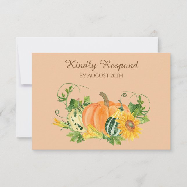 Autumn Harvest Wedding RSVP Card (Front)