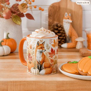 Autumn Harvest with Fox and Pumpkins Wildlife  Mug