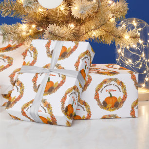 Autumn Harvest Wreath Thanksgiving Wrapping Paper