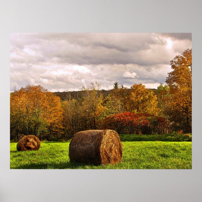 Autumn Hay Harvest Poster (Front)