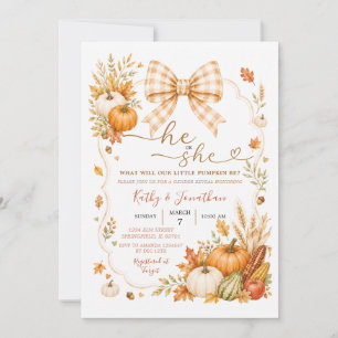 Autumn He or She Little Pumpkin Baby Gender Reveal Invitation