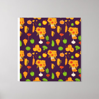 Autumn Healthy Harvest Veggie And Fruits Throw Pi Canvas Print