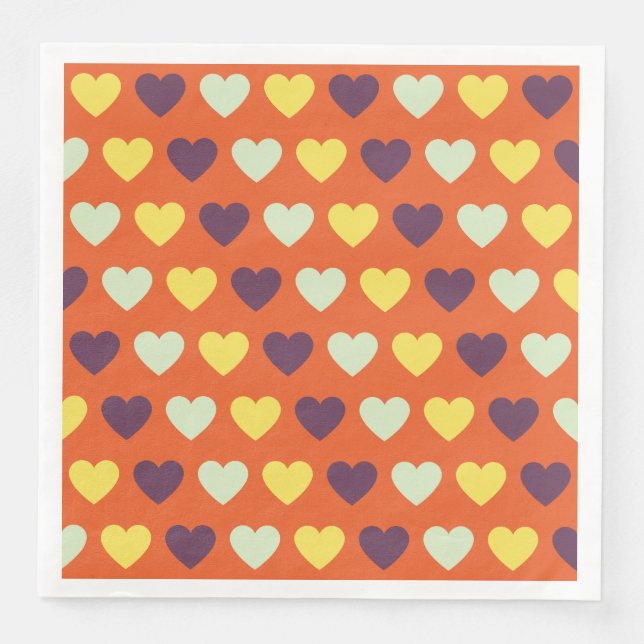 Autumn Hearts Paper Dinner Napkins (Front)