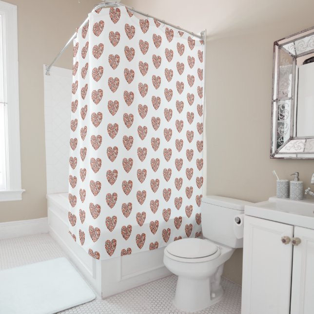 Autumn Hearts Shower Curtain (In Situ)