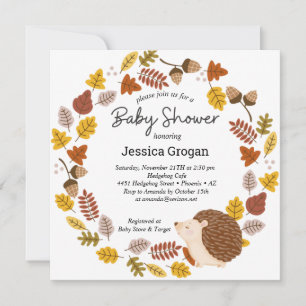 Autumn Hedgehog Baby Shower Invitation