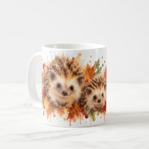 Autumn Hedgehog Family Mug | Watercolour Woodland