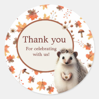 Autumn Hedgehog Thank You Stickers