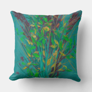 Autumn Herbs, floral art, pastel painting, nature Throw Pillow