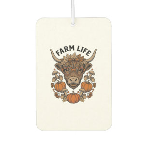Autumn Highland Cow With Heart Glasses Air Freshener