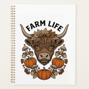 Autumn Highland Cow With Heart Glasses Planner