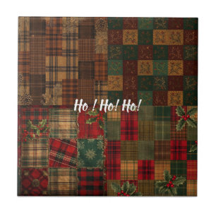 Autumn Holiday Quilt – Festive Plaid, Pinecones &  Tile