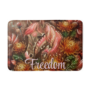 Autumn Horse Floral Chrysanthemums Personalized Bath Mat