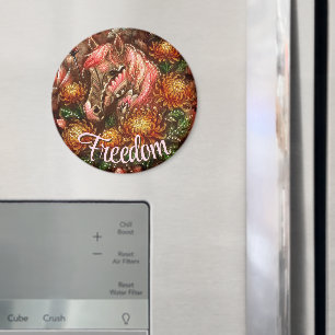 Autumn Horse Floral Chrysanthemums Personalized Magnet