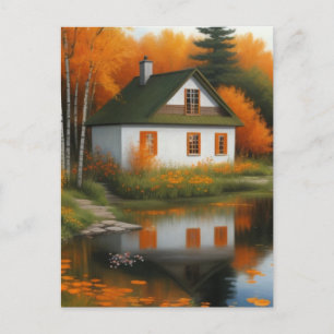 autumn house  postcard