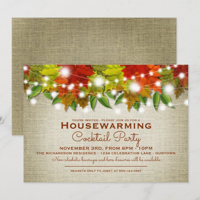 Autumn Housewarming Cocktail Party Invitation (Front/Back)