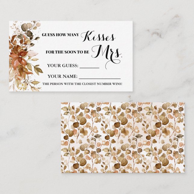 Autumn How many Kisses for the Mrs game card (Front/Back)