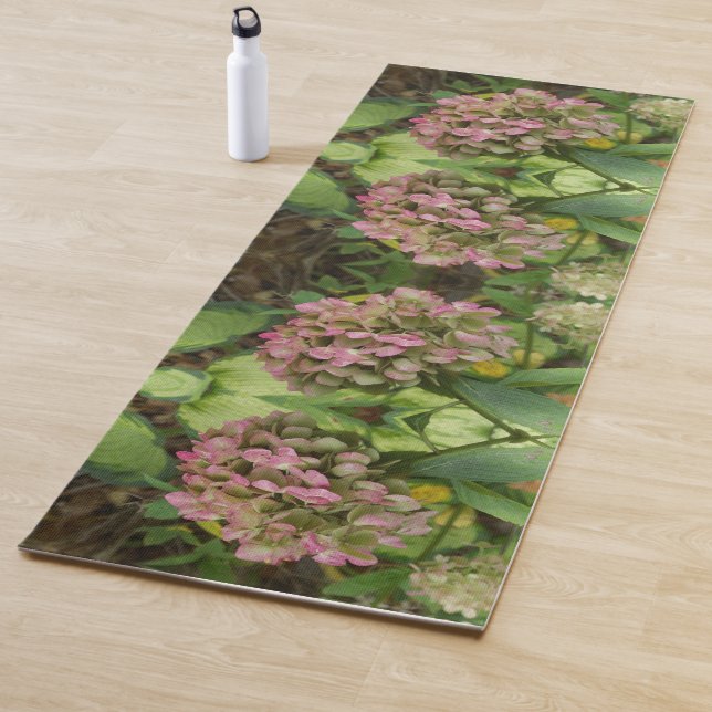 Autumn Hydrangea Bloom with Golden Hosta Leaves Yoga Mat (In Situ)