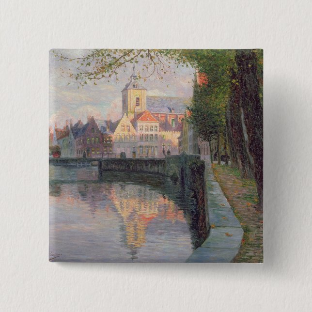 Autumn in Bruges 2 Inch Square Button (Front)