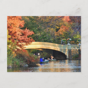 Autumn in Central Park: Boaters by Bow Bridge #01 Postcard