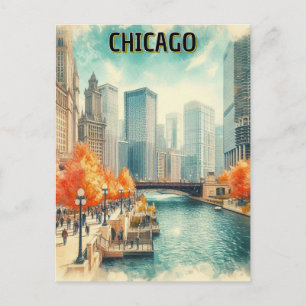 Autumn in Chicago River City  Postcard