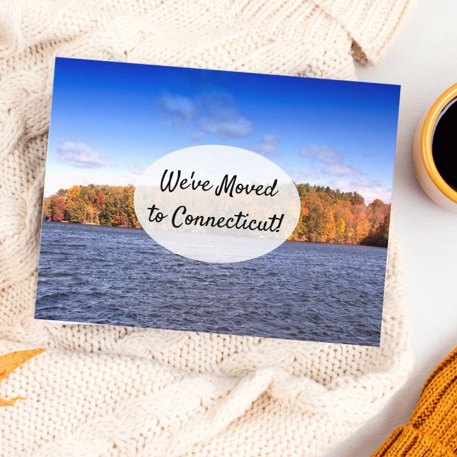 Autumn In Connecticut Moving Announcement Postcard (A great moving announcement for someone moving to this New England state!)