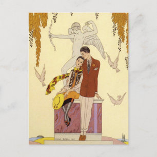 Autumn in France Art Deco Postcard