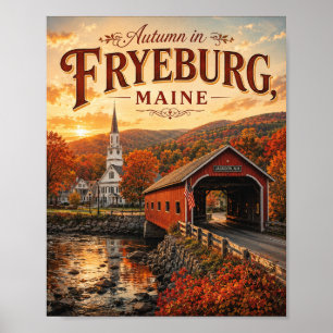 Autumn in Fryeburg Maine Vintage Travel Poster